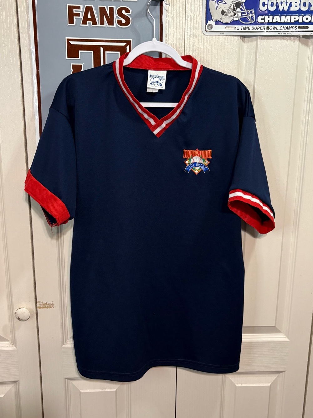 Cooperstown Navy & Red Men’s Short-Sleeve Baseball Jersey
